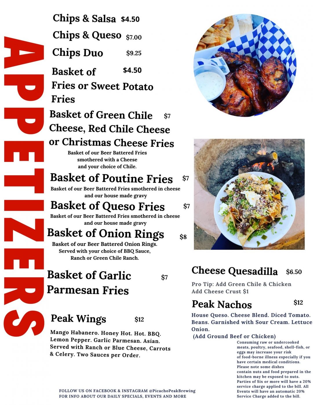 Menu Alamogordo Picacho Peak Brewing Company